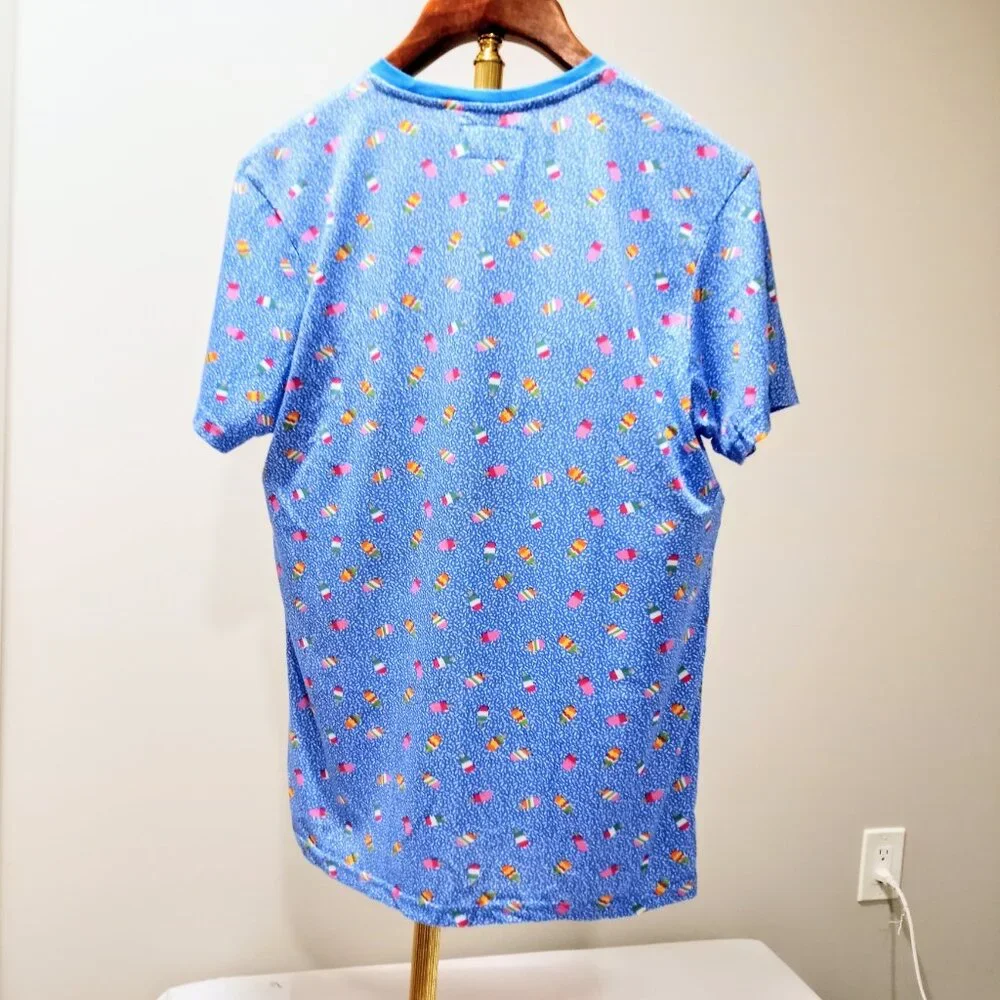 MTL NYC BLUE MULTI LOLLIPOP PRINT FUN T-SHIRT SHORT SLEEVE MEN SIZE L - Picture 5 of 5